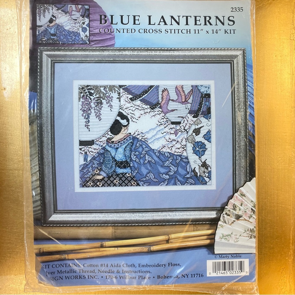 Cross Stitch ”Blue Lanterns” Kit. By Design WorksInc. - Picture 4 of 9